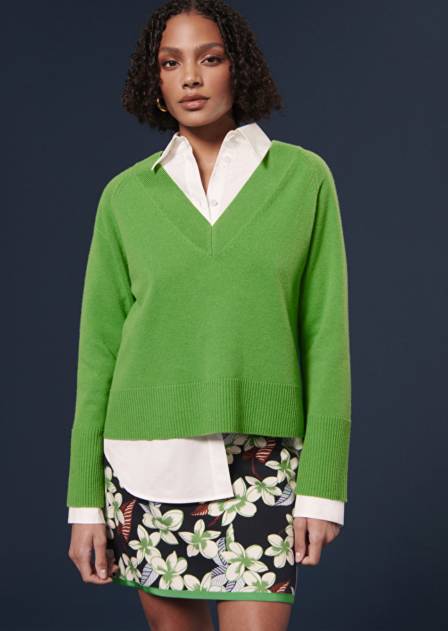 Pull Penelopevert en laine mérinos et alpaga