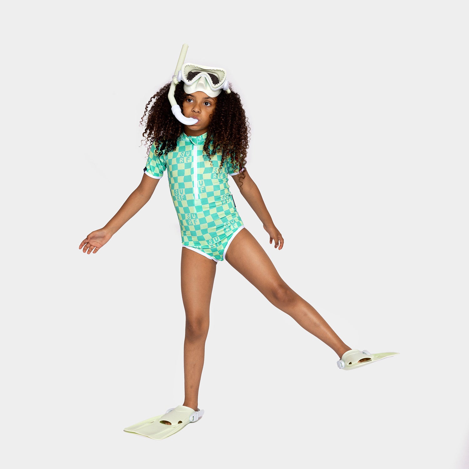 Badeanzug UPF 50  Checkered Surf Green