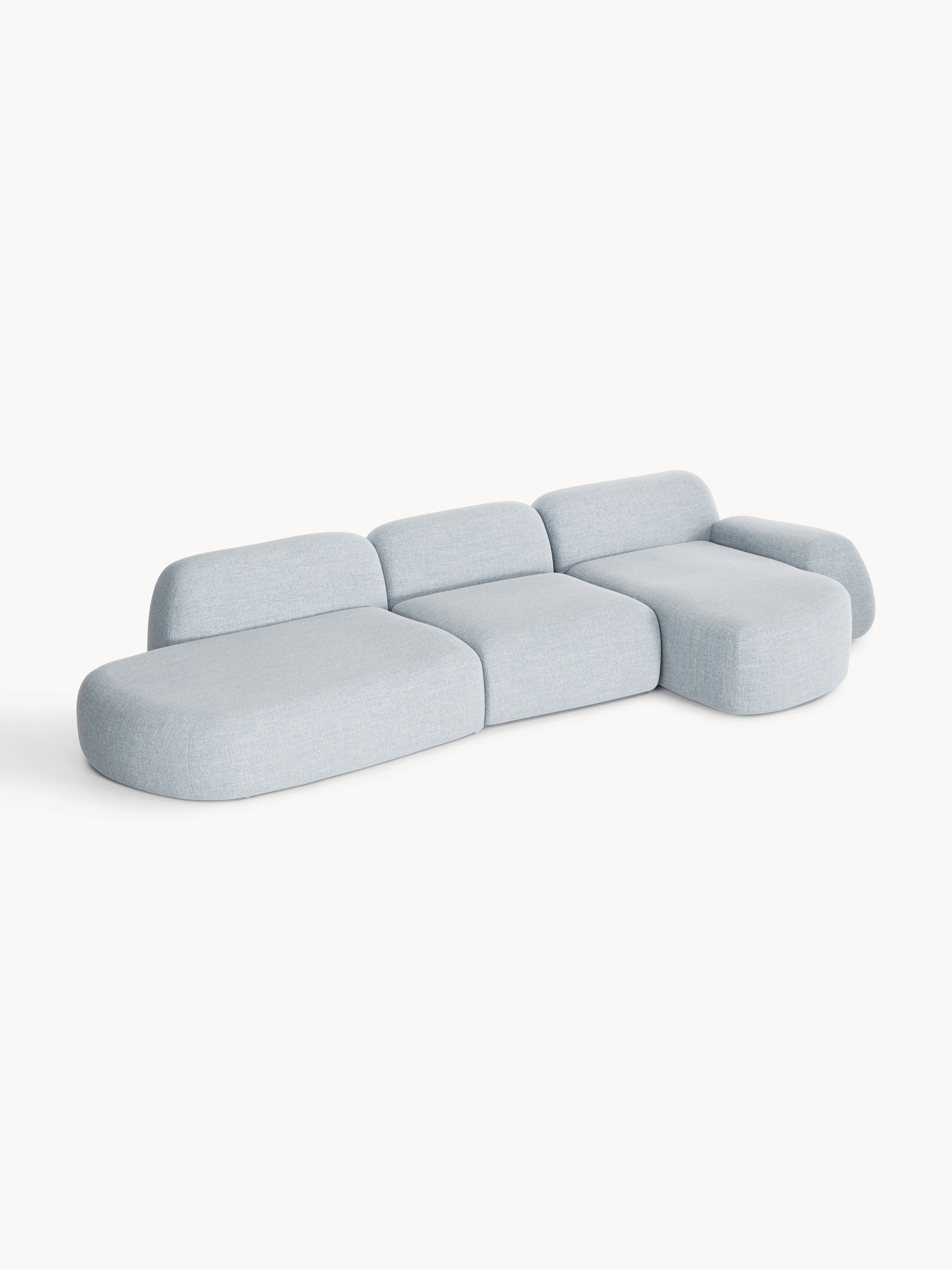 Modulaire bouclé hoekbank Wolke (4-zits) met chaise longue