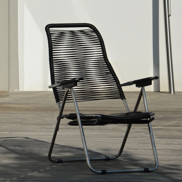 Fiam - Liegestuhl Spaghetti, Gestell Aluminium / Bespannung gelb