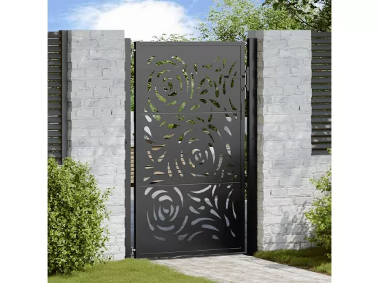 Portail de jardin noir 105x155 cm acier conception de flamme