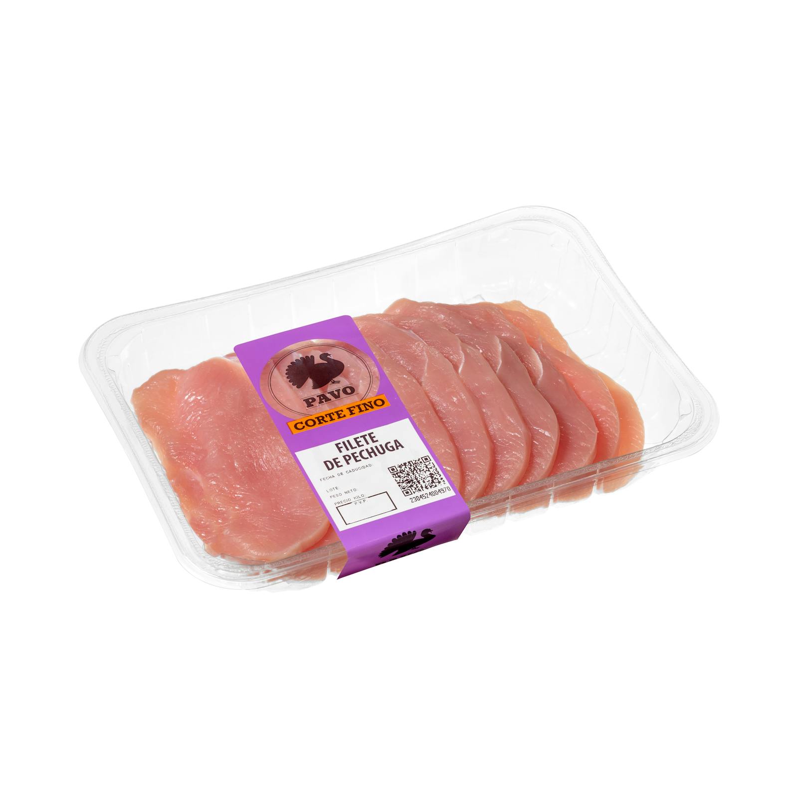 Filets de poitrine de dinde finement coupés