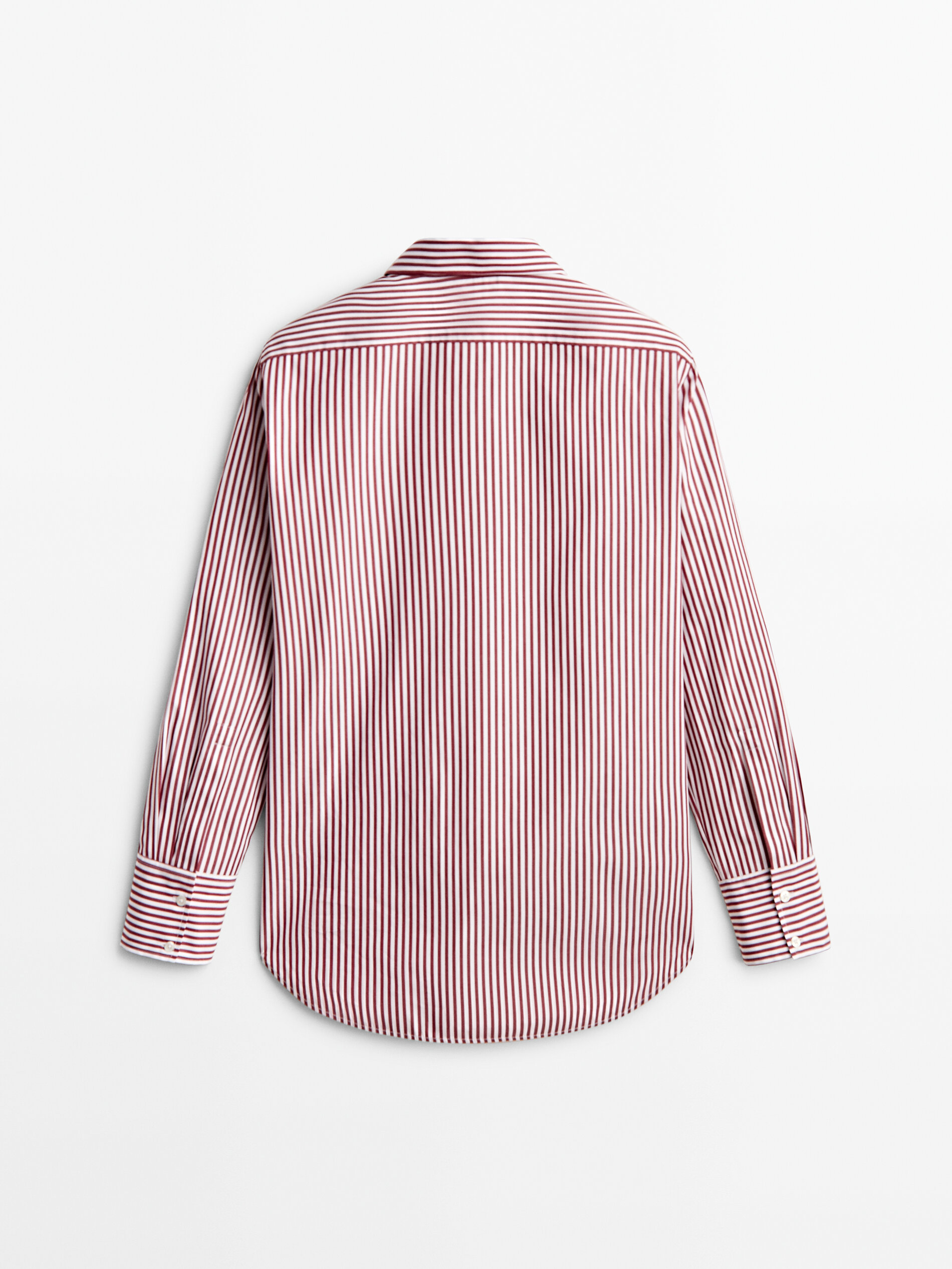 Camisa popelín algodón raias - GRANATE