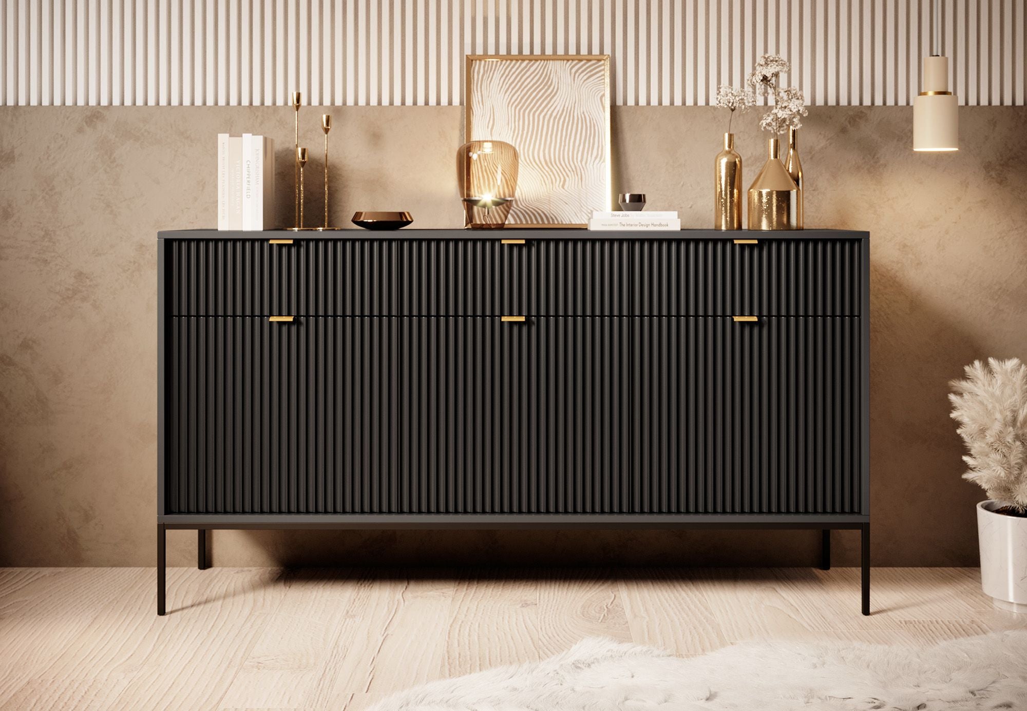 Navil - Dressoir - Zwart - 154x39x83 cm