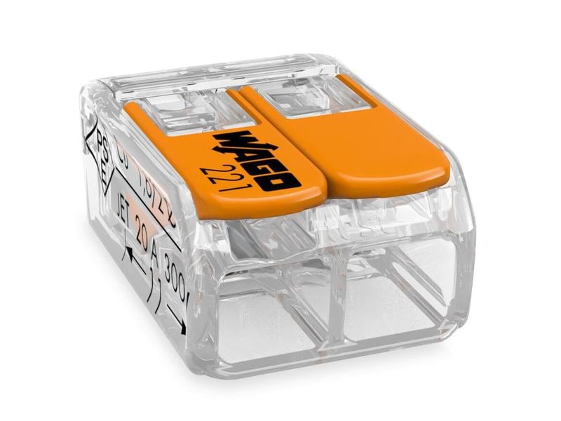 WAGO Verbindungsklemme COMPACT 2-fach, 10 Stück 10er Packung Wago Klemmen für 0.14 - 4 mm² Kabelquerschnitt und max. 32 A