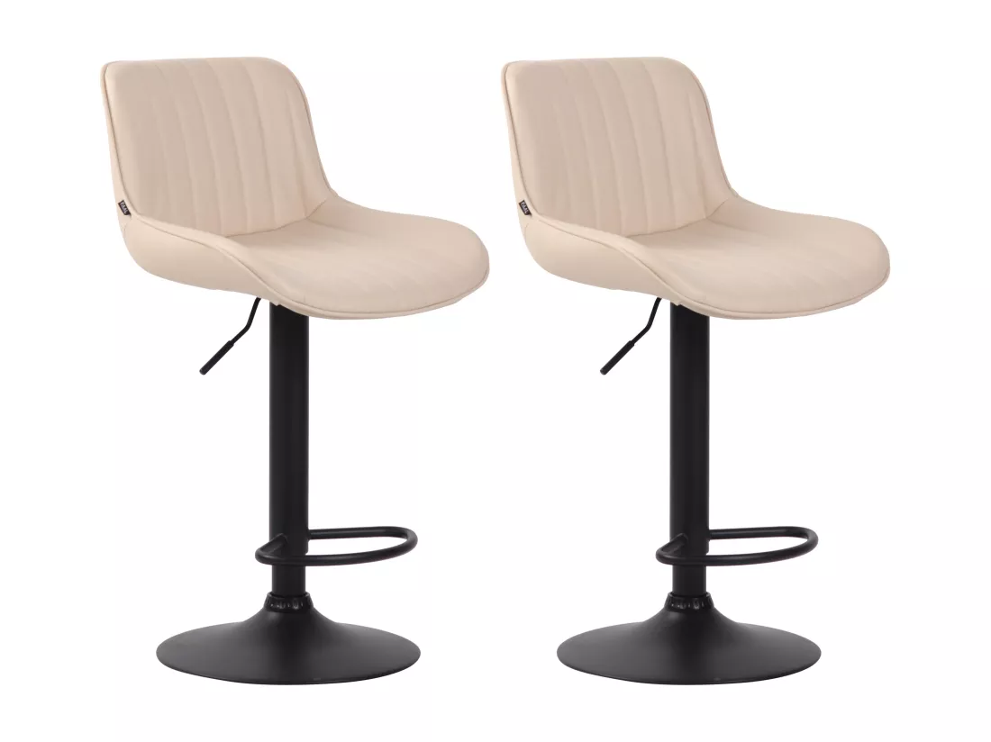 Lot de 2 Tabourets de bar - Similicuir & Métal - Crème - Lentini