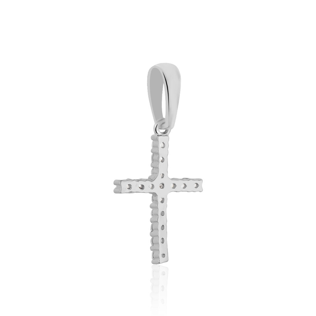 Pendentif Canice Croix Or Blanc Oxyde De Zirconium
