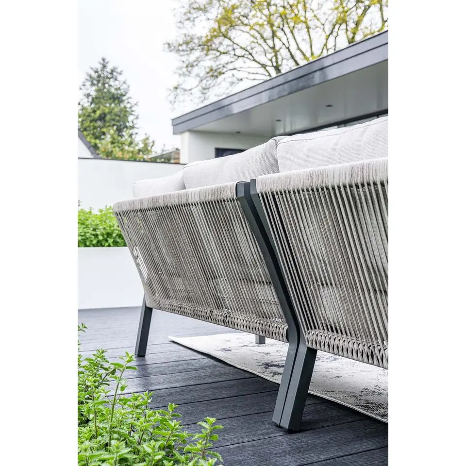 Lounge-diningset Monti - zwart - 7-persoons - aluminium