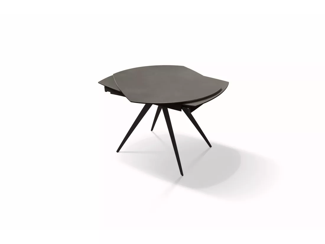 Table en verre céramique gris, métal anthracite, extensible 120x90 - LAVEZZI