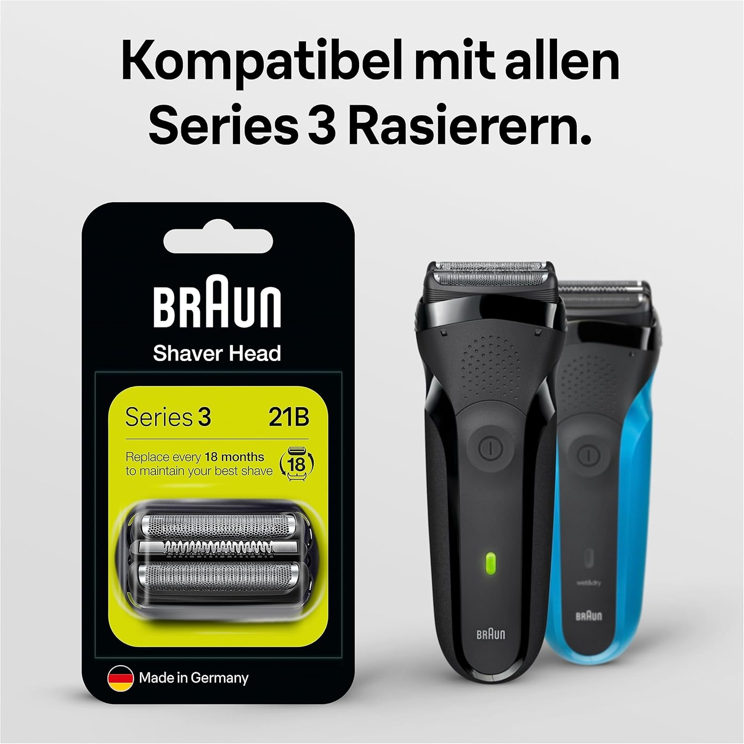 21B Series 3 Pro Skin Scherkopf Kassette Gesichts Haarentfernung Ersatz Rasierklinge (90822932) - Schwarz
