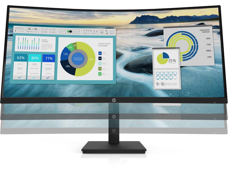 HP Monitor P34hc G4 21Y56AA Gekrümmter 34-Zoll-Bildschirm mit QHD-Auflösung, eingebauten Lautsprechern sowie USB-Hub und USB-C-Anschluss