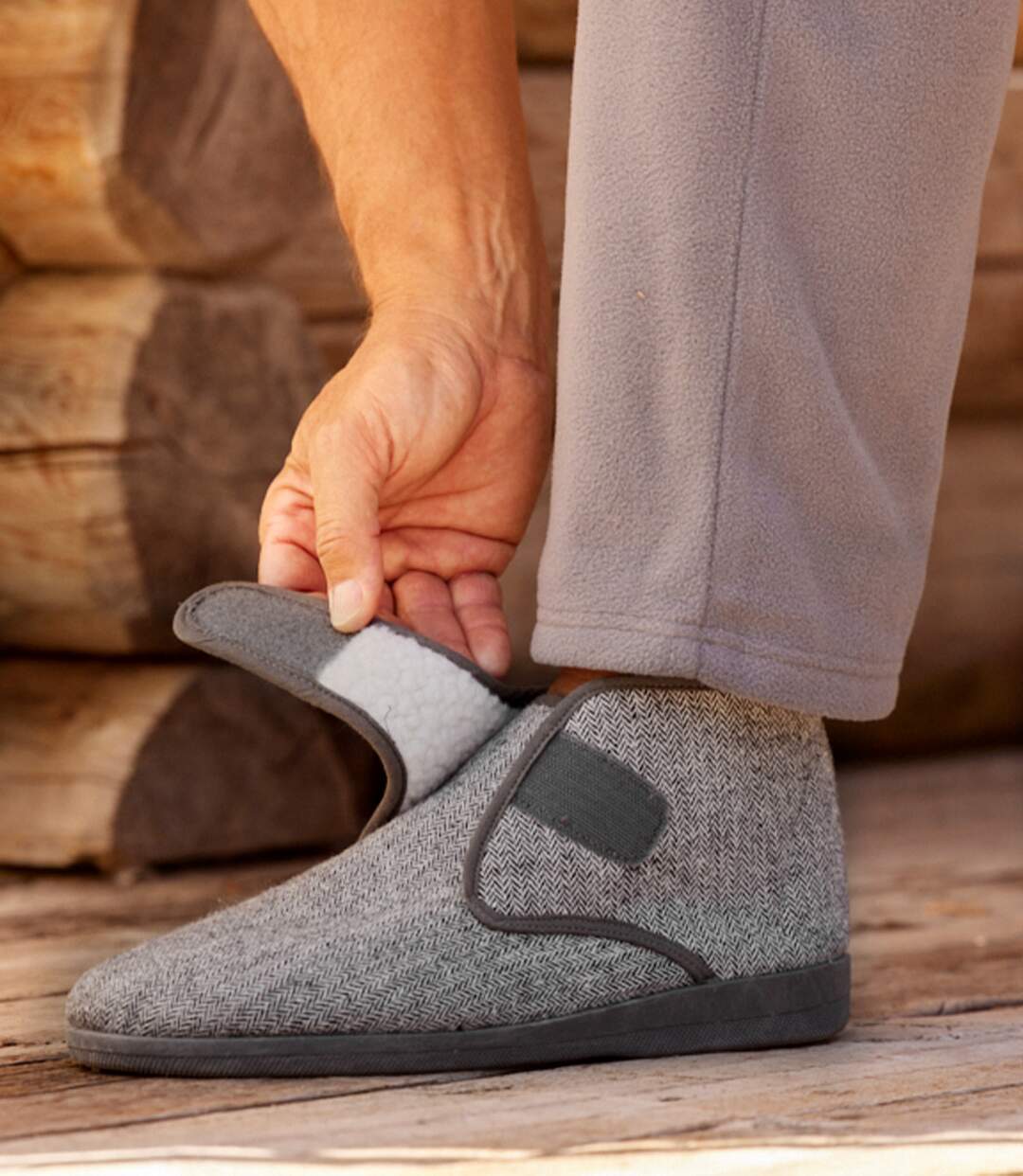Chaussons Montants Scratchés Fourrés Sherpa