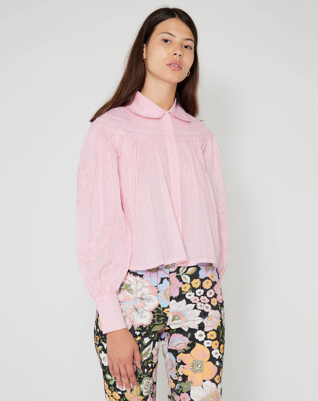 Manoush Chemise large Bridgerton rose poudre
