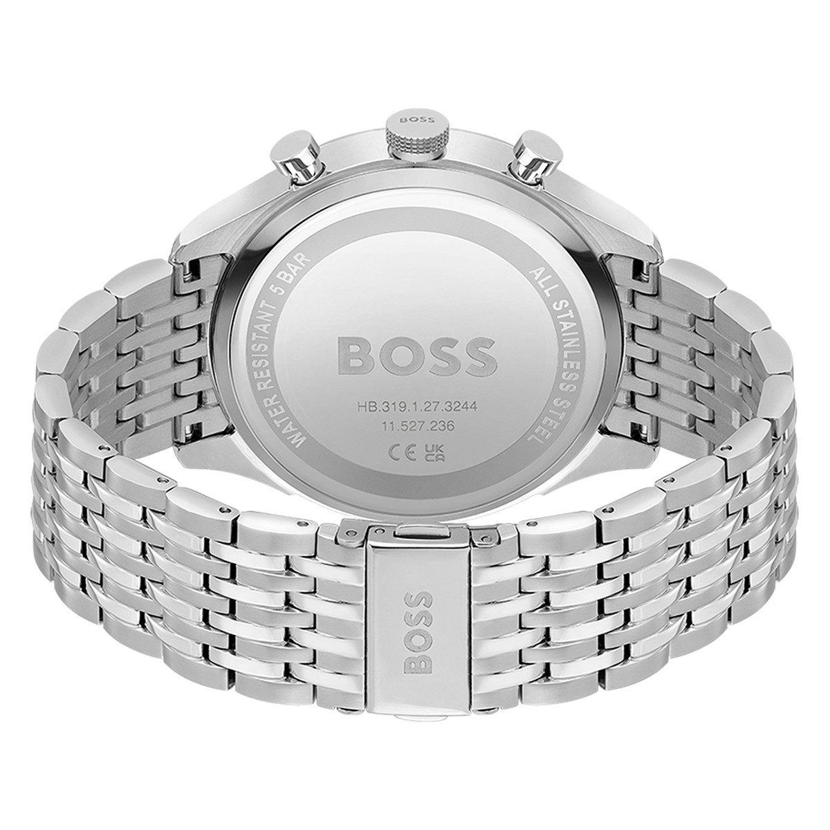 Montre BOSS sport lux homme chronographe, bracelet acier argent