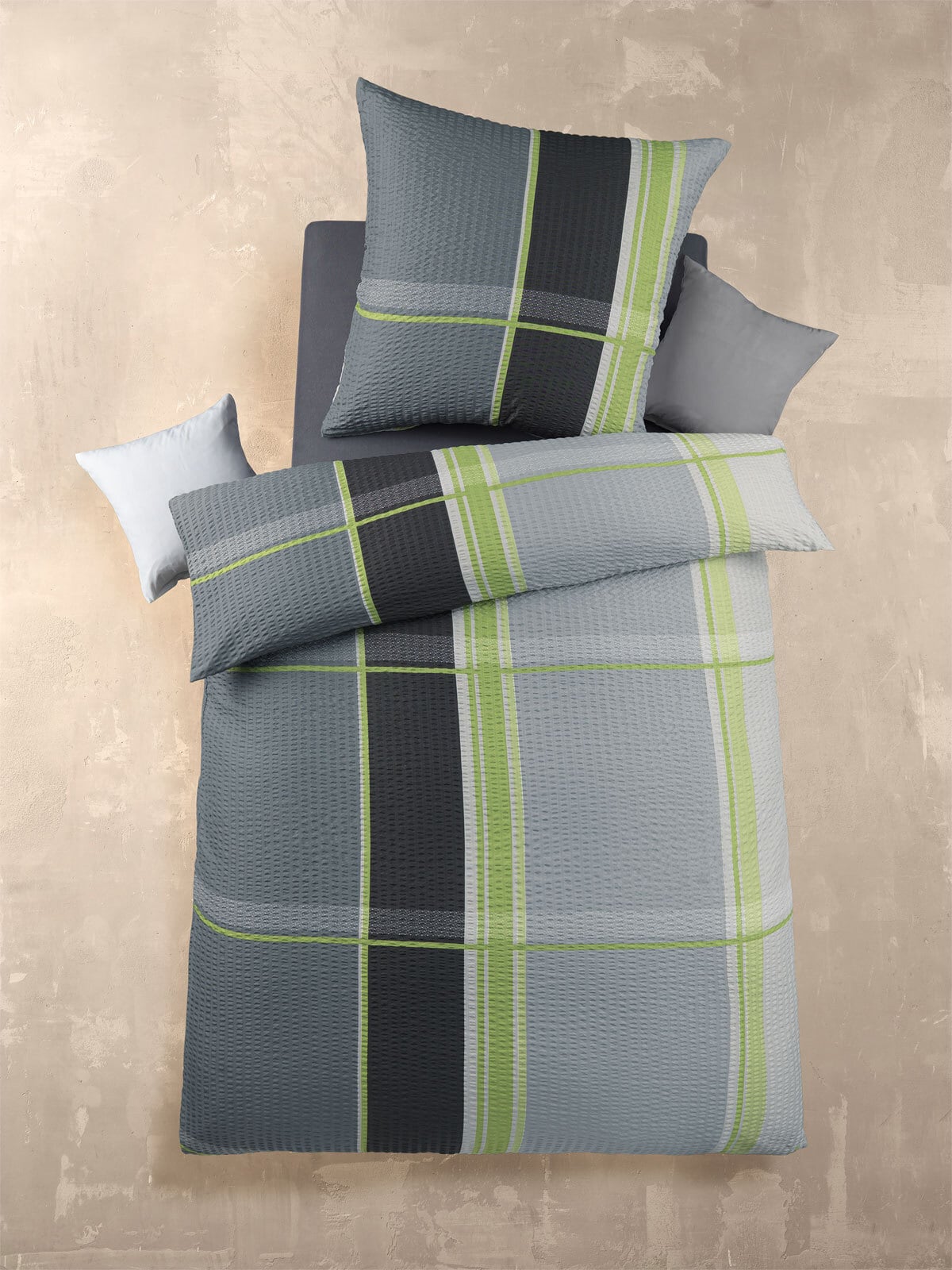 Mikrofaser Seersucker-Bettwäsche HIGH CLASS LUCA 135 x 200 cm grau