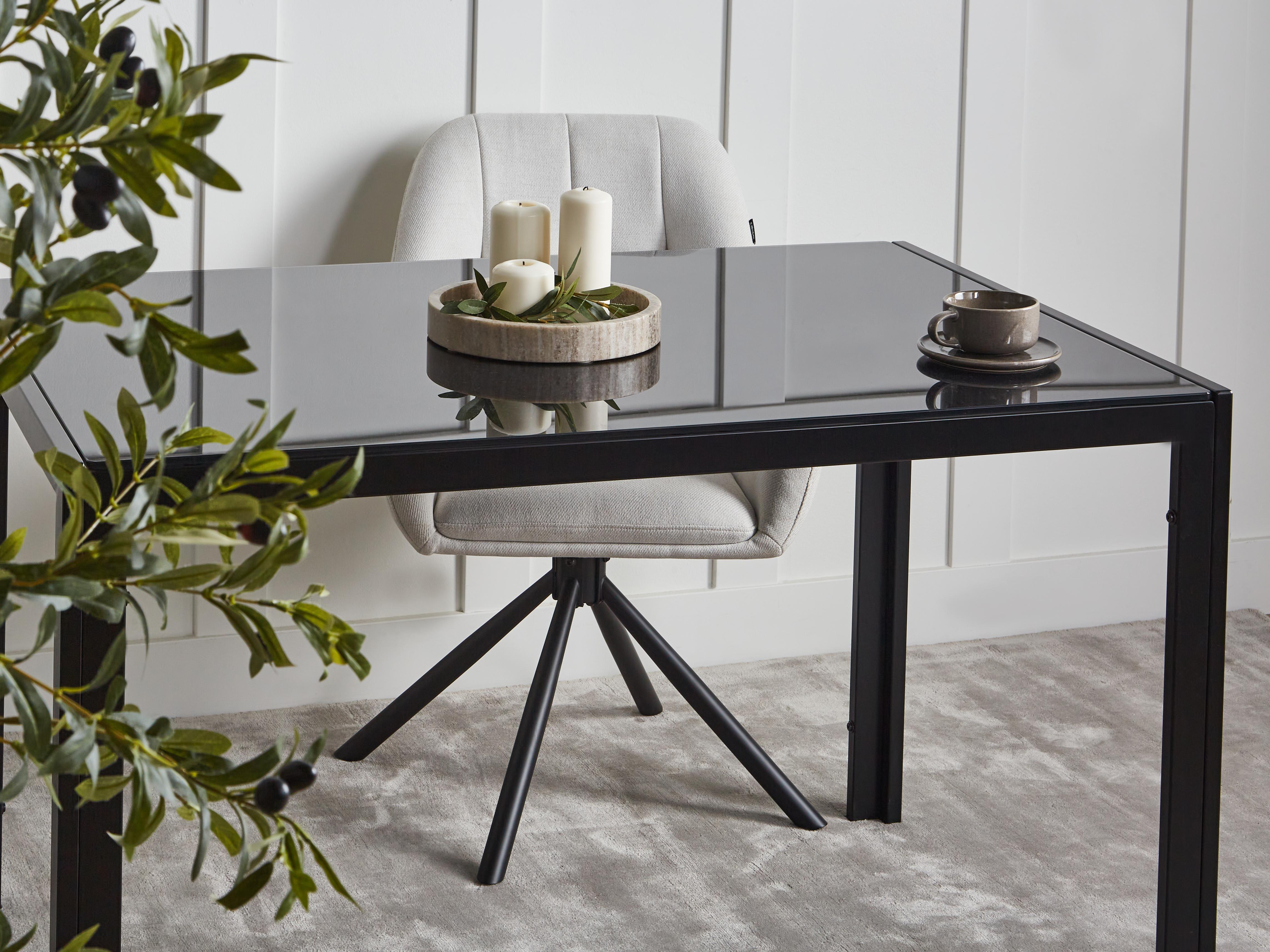 Eettafel LAVOS Zwart 80 cm Veiligheidsglas 120 cm