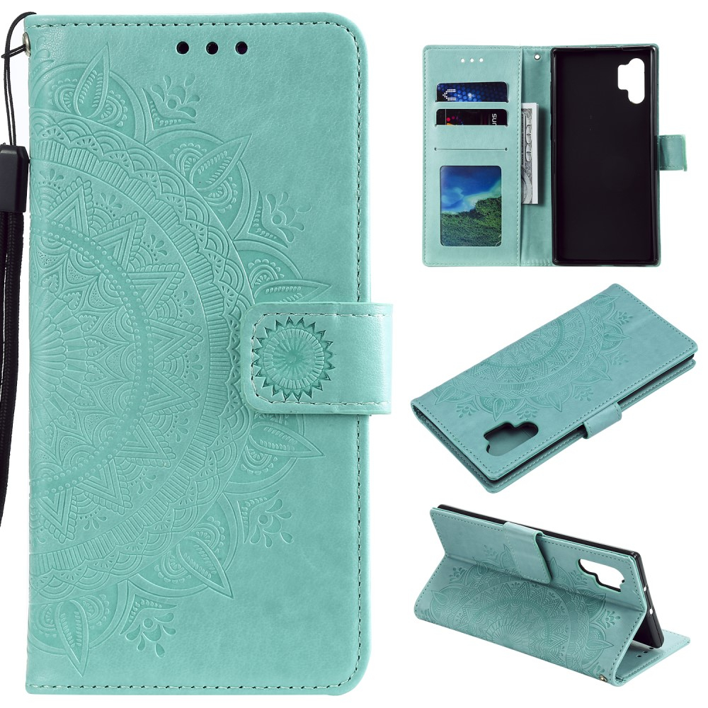Samsung Galaxy A32 (4G) Leder Tasche Wallet - Mandala Flowers Imprint - Türkis