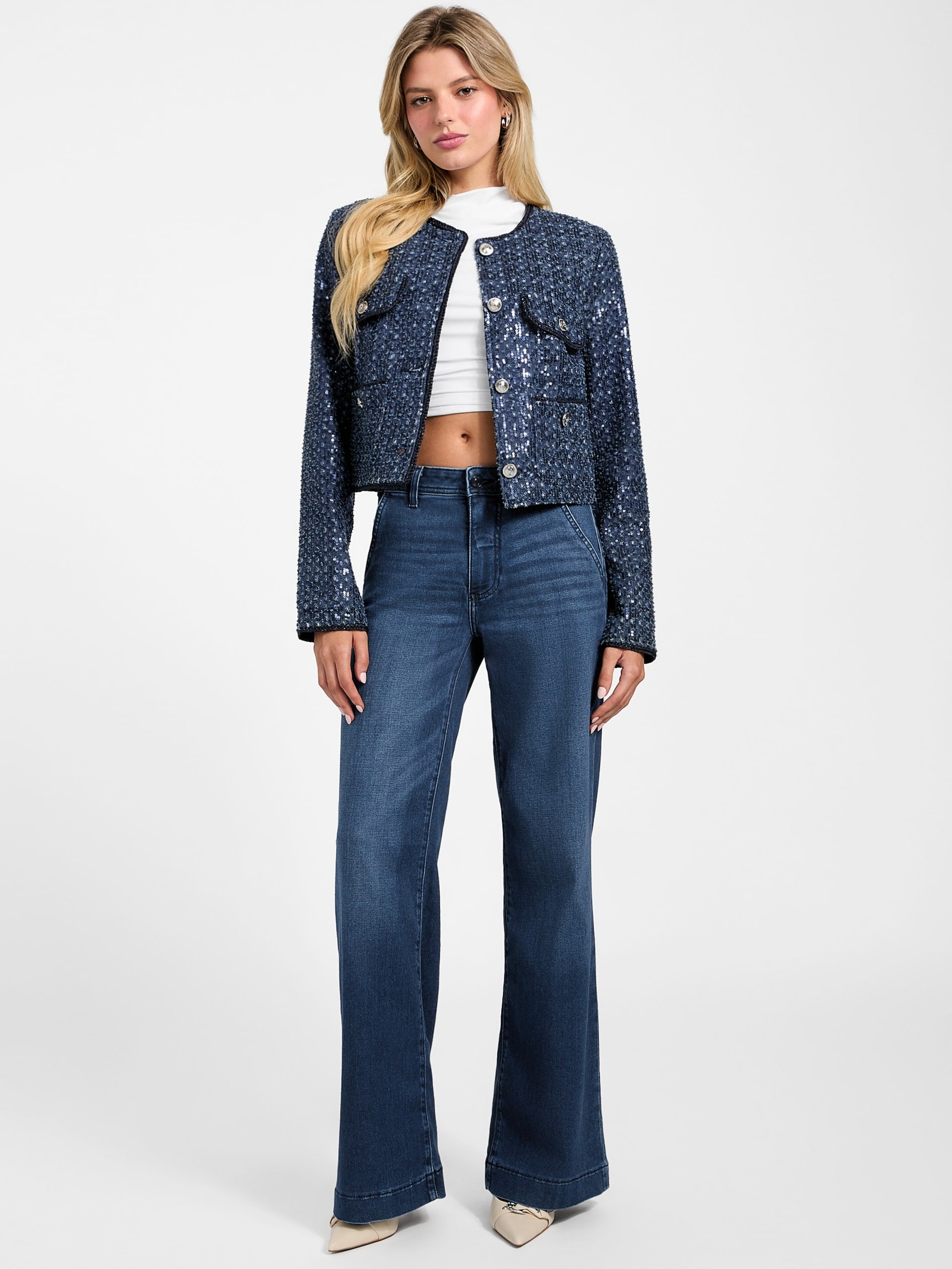 Jaqueta jeans com lantejoulas Elisa