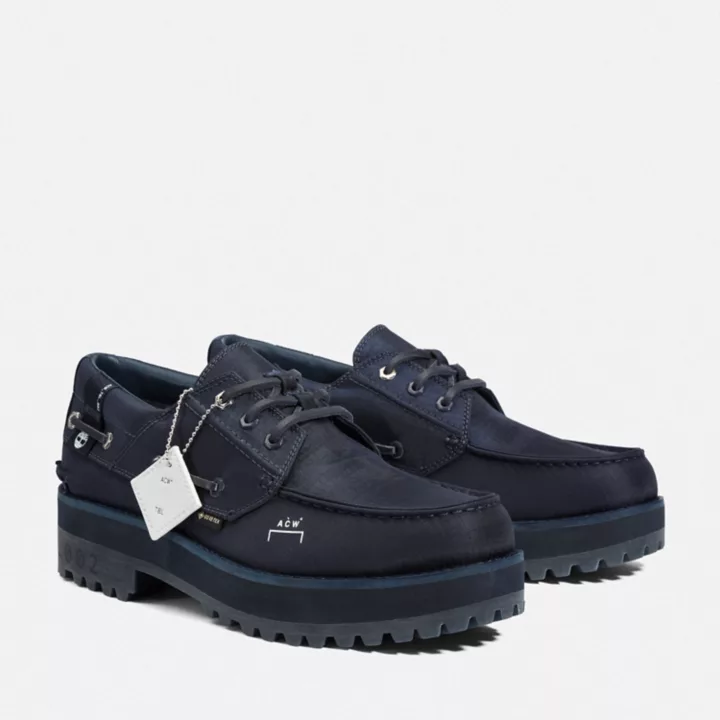 Timberland x A-Cold-Wall* Sapato Náutico Masculino com 3 Ilhós e Solado Tratorado na cor Azul Marinho