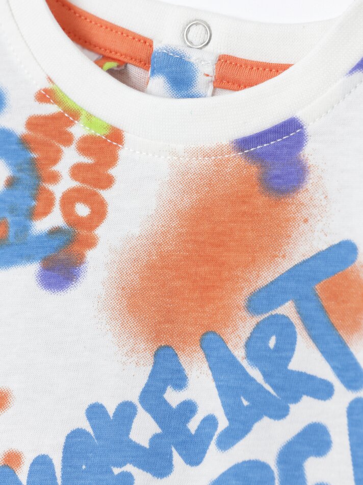 Conjunto de camiseta estampada e bermuda - Laranja Vigore