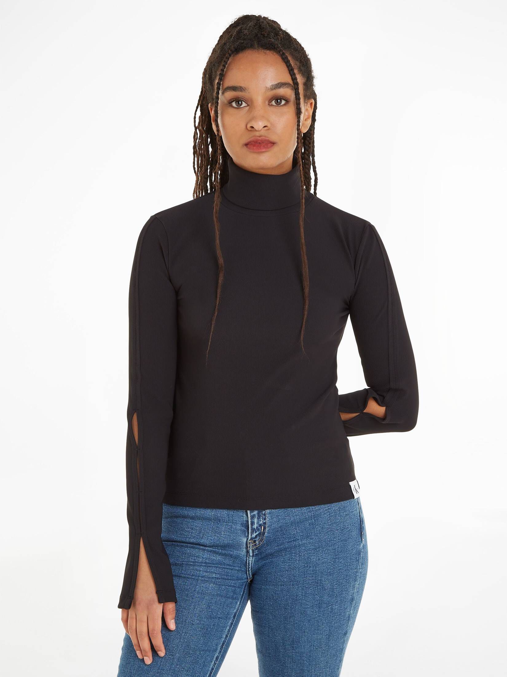 CALVIN KLEIN JEANS| Damen Longsleeve mit Rollkragen