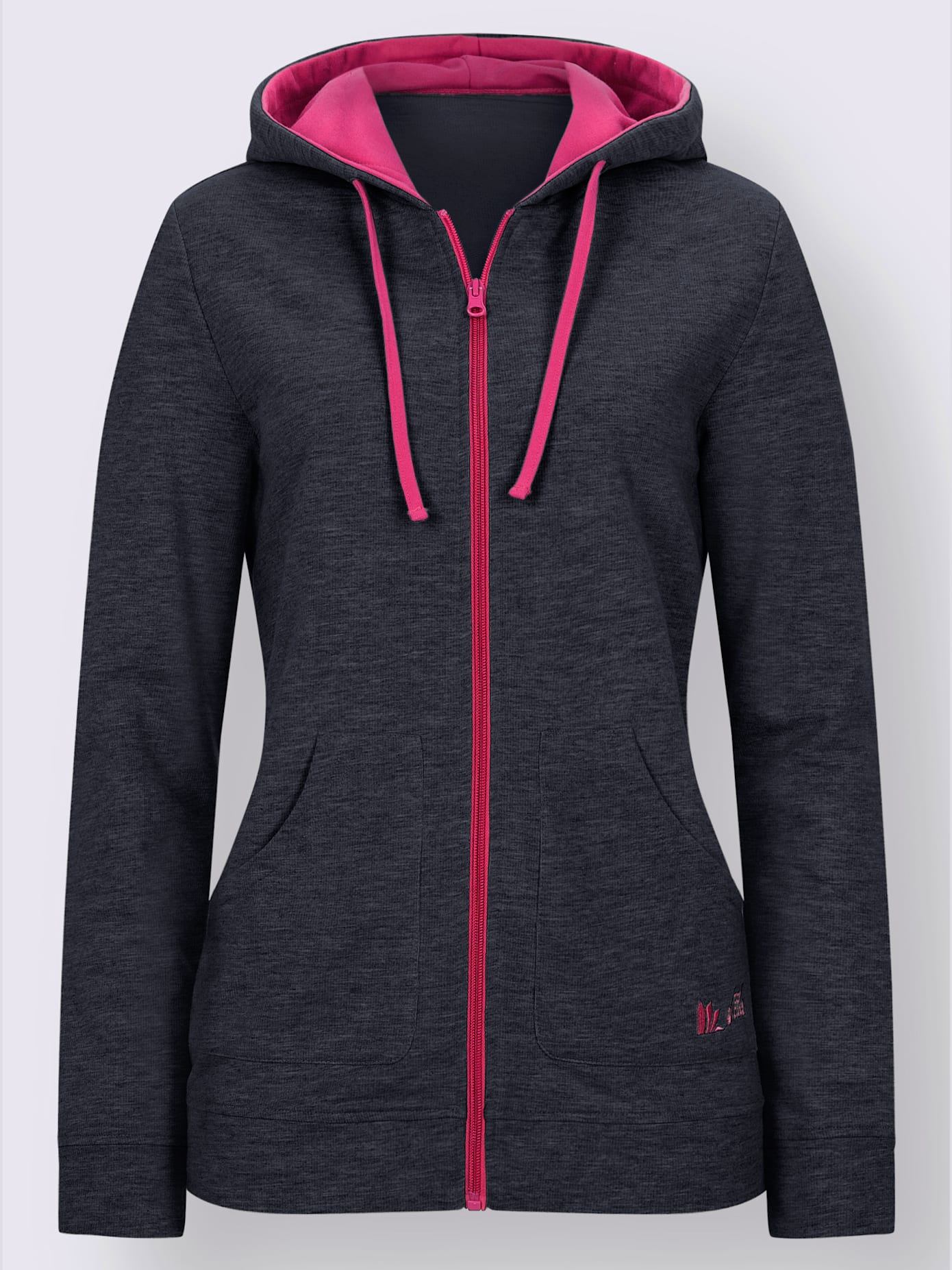 Sweat chiné détails contrastés avec capuche