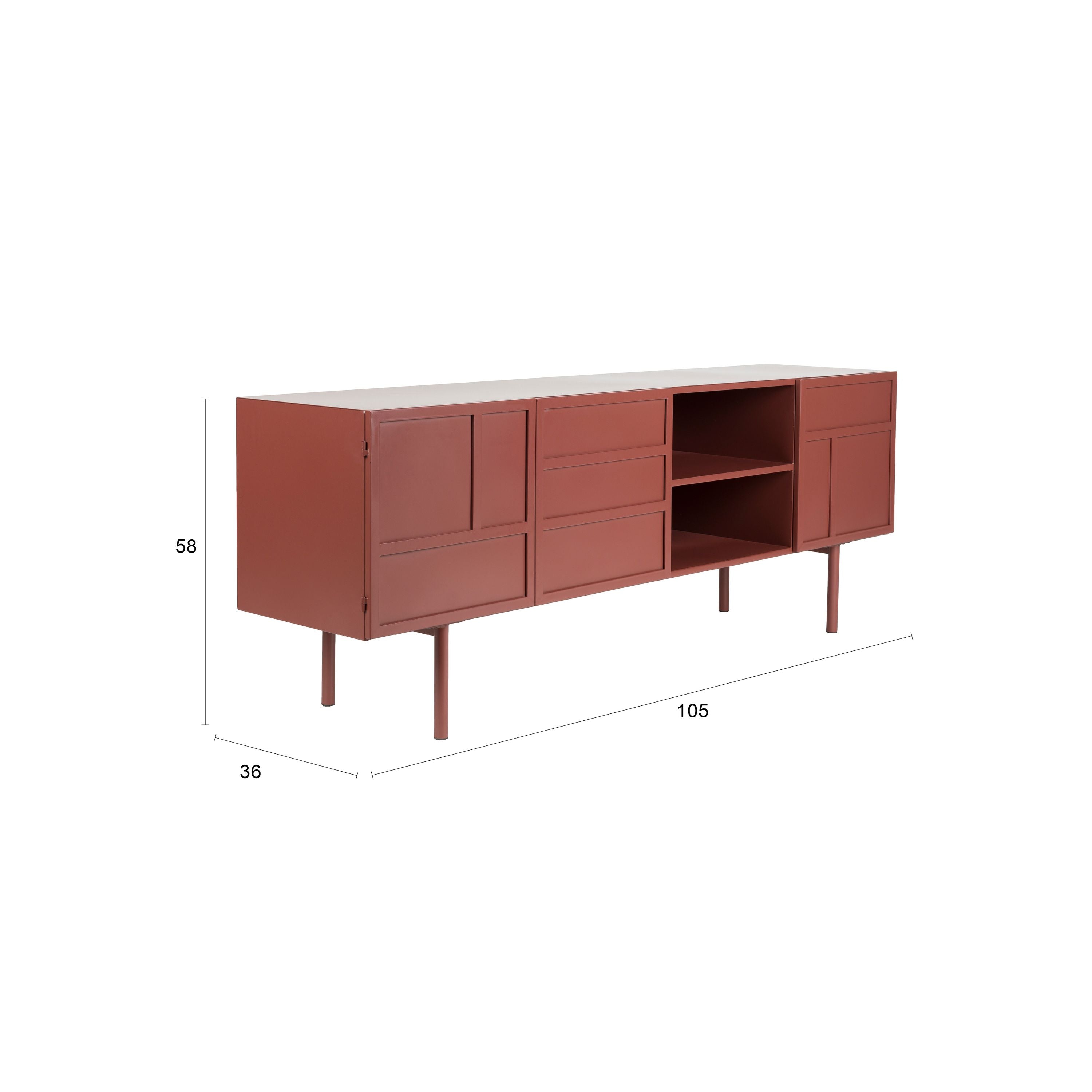 Housecraft Living Davis Dressoir Metaal Bruin| Rood
