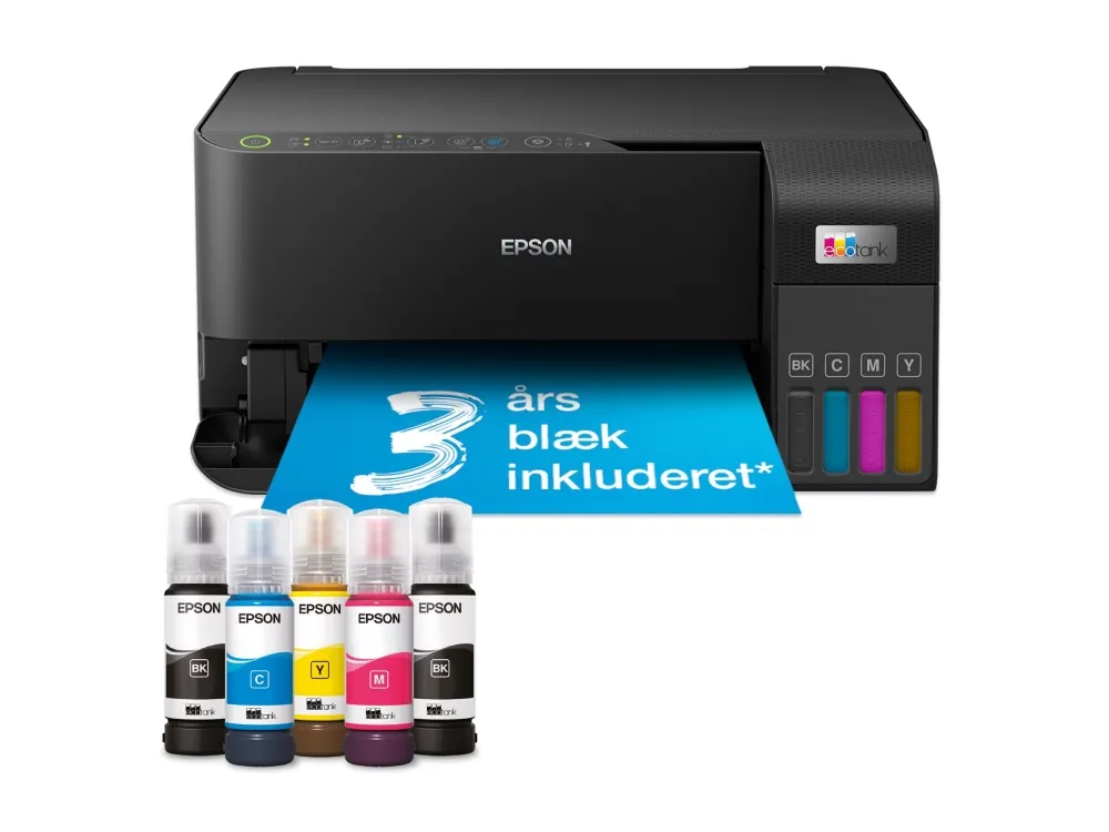 Epson EcoTank ET-2830 - Multifunktionsprinter - farve - blækprinter - ITS - A4 (medie) - op til 15 spm (udskriver) - 100 ark - Wi-Fi, USB - sort