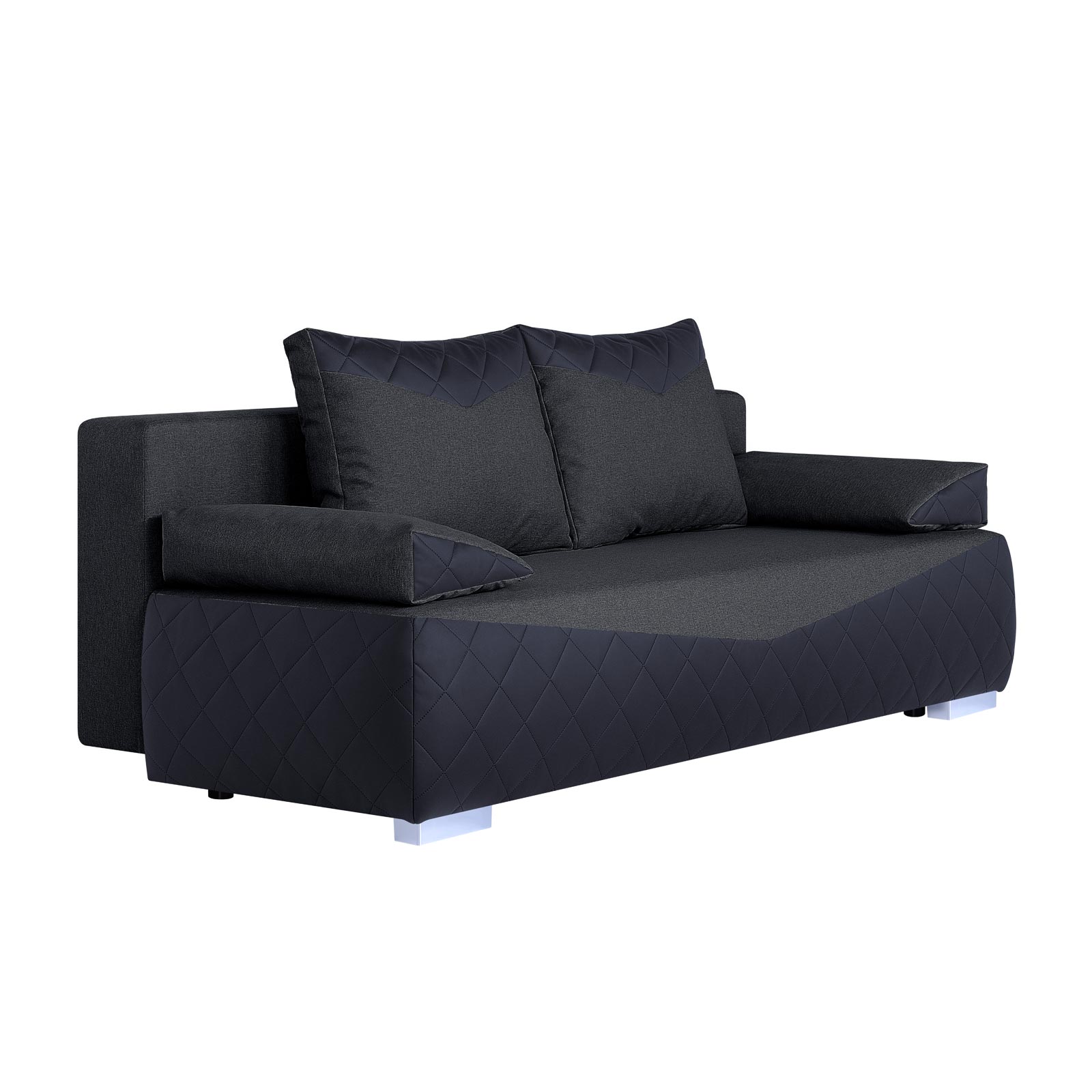 Boxspringsofa - schwarz-anthrazit - Karosteppung - Dauerschläfer
