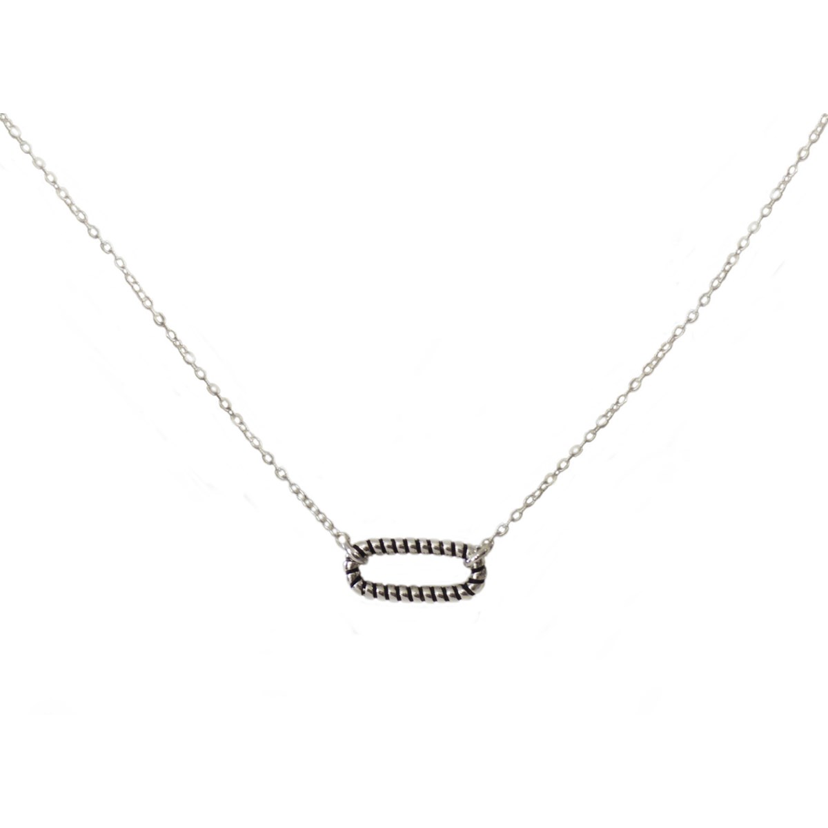 Collier délicat minimaliste connecteur rectangle  argent 925
