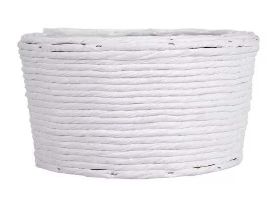 Panier rond en osier blanc 18x18x11h cm