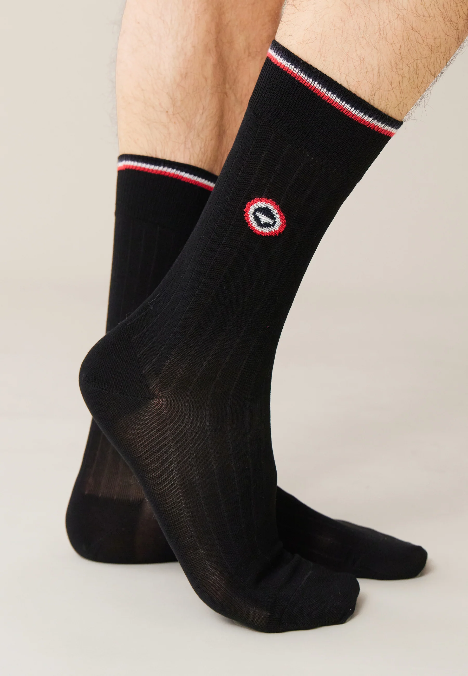 Chaussettes mi-hautes en fil d'Ecosse-Nessy Noir