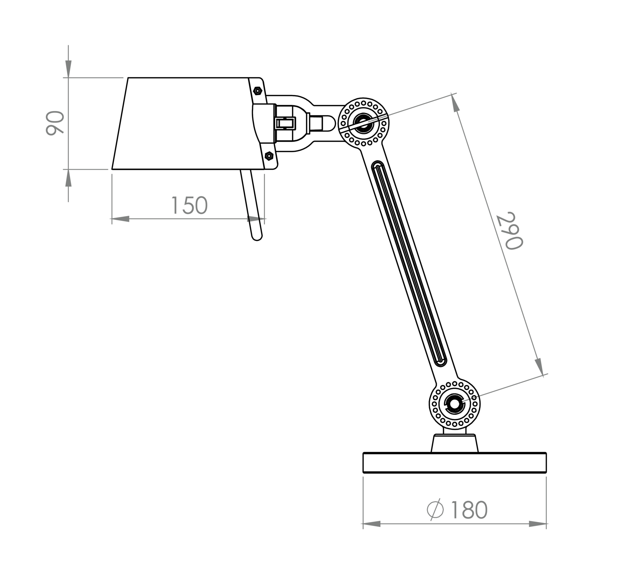 Bureaulamp Bolt small 1 arm smokey black