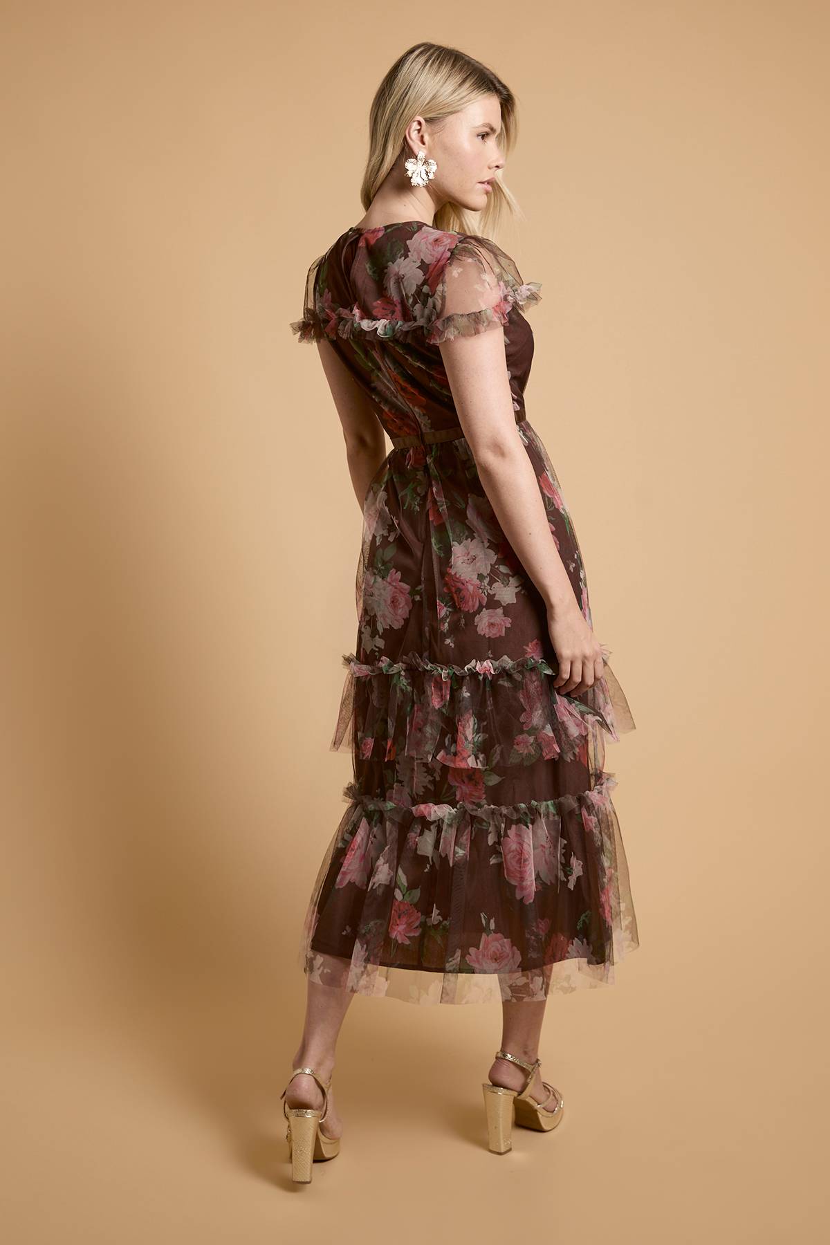 Oasis Robe Longue En Tulle Imprimé