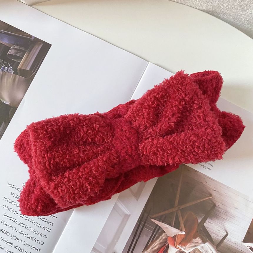 Karnemelk - Bow Chenille Face Wash Hoofdband