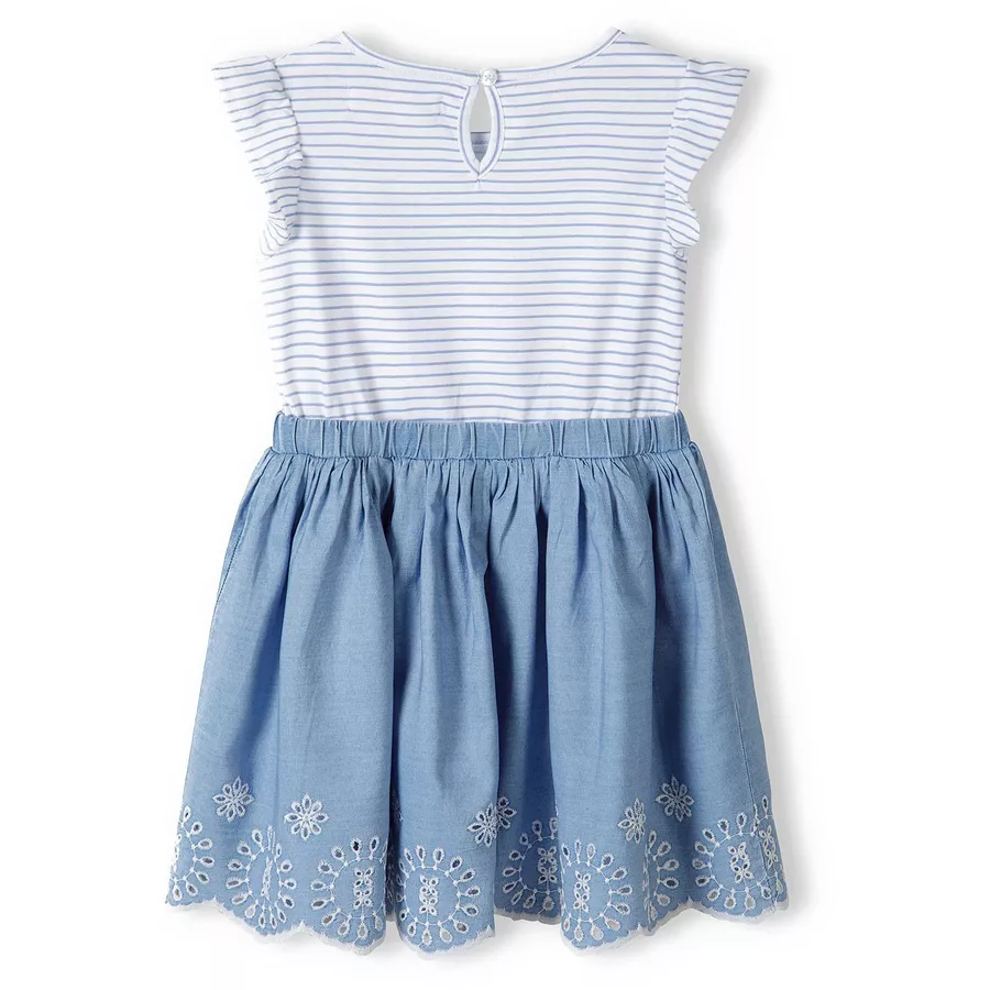 MINOTI Kleid mit Flügerärmeln BlauWeiß
