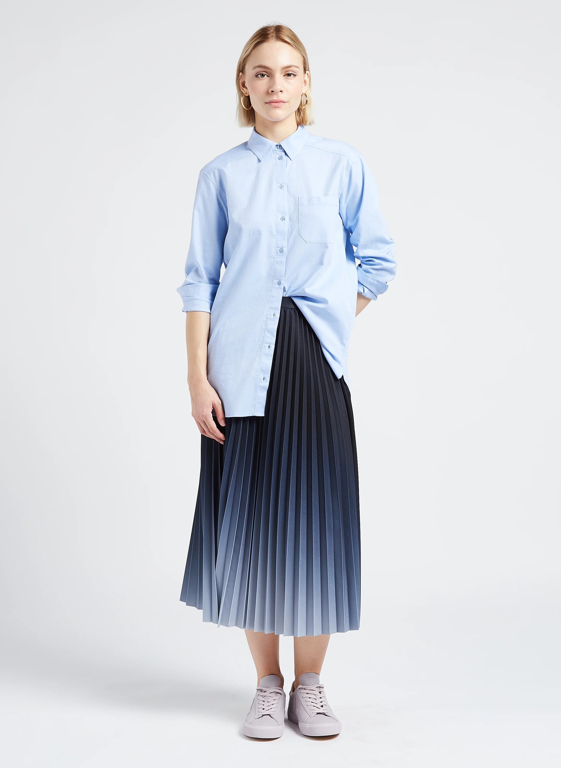 THOMAS - Chemise col classique en coton| Bleu