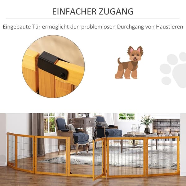 Hundesperre, justerbar sikkerhetsgrind med føtter, 432 x 70 cm hundegrind i tre, sammenleggbar trappegrind, hundesperre for trapp, dører, gang, 6 pane