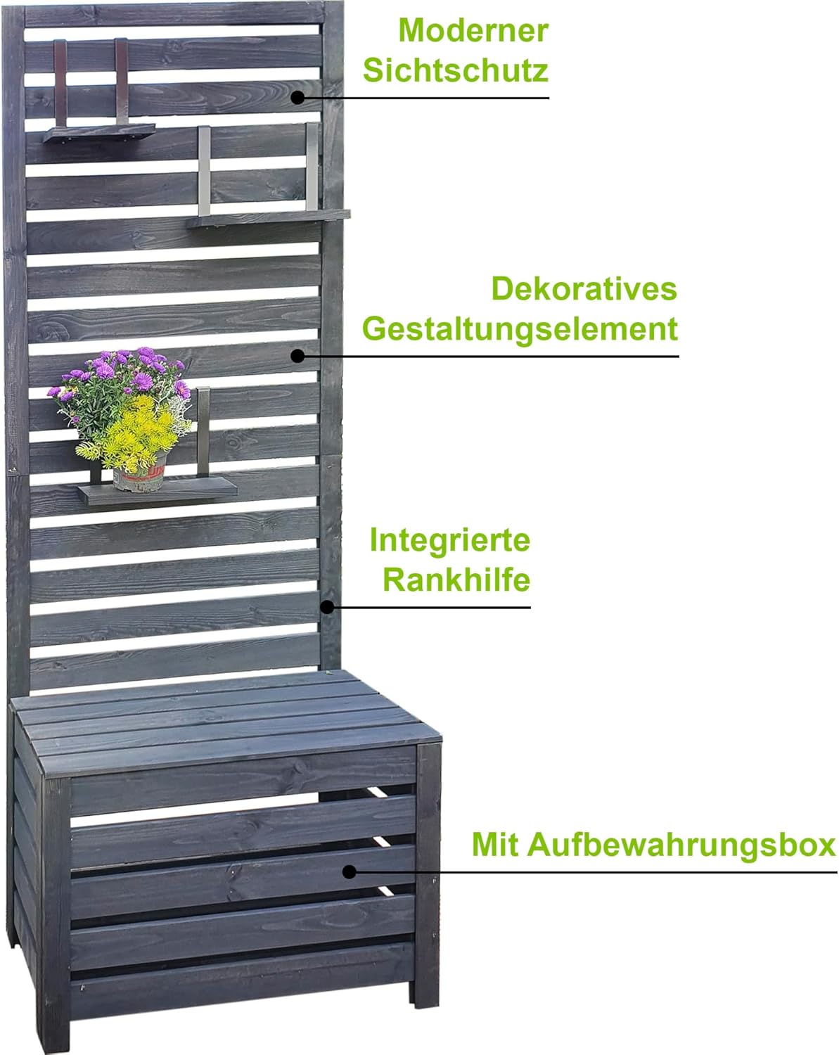 Spaliersichtschutz mit Staukasten