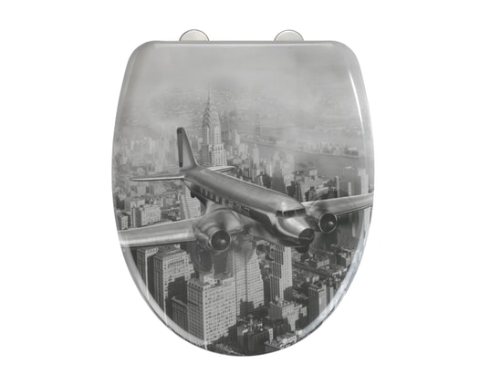 WENKO - Abattant wc old-time plane - gris et blanc