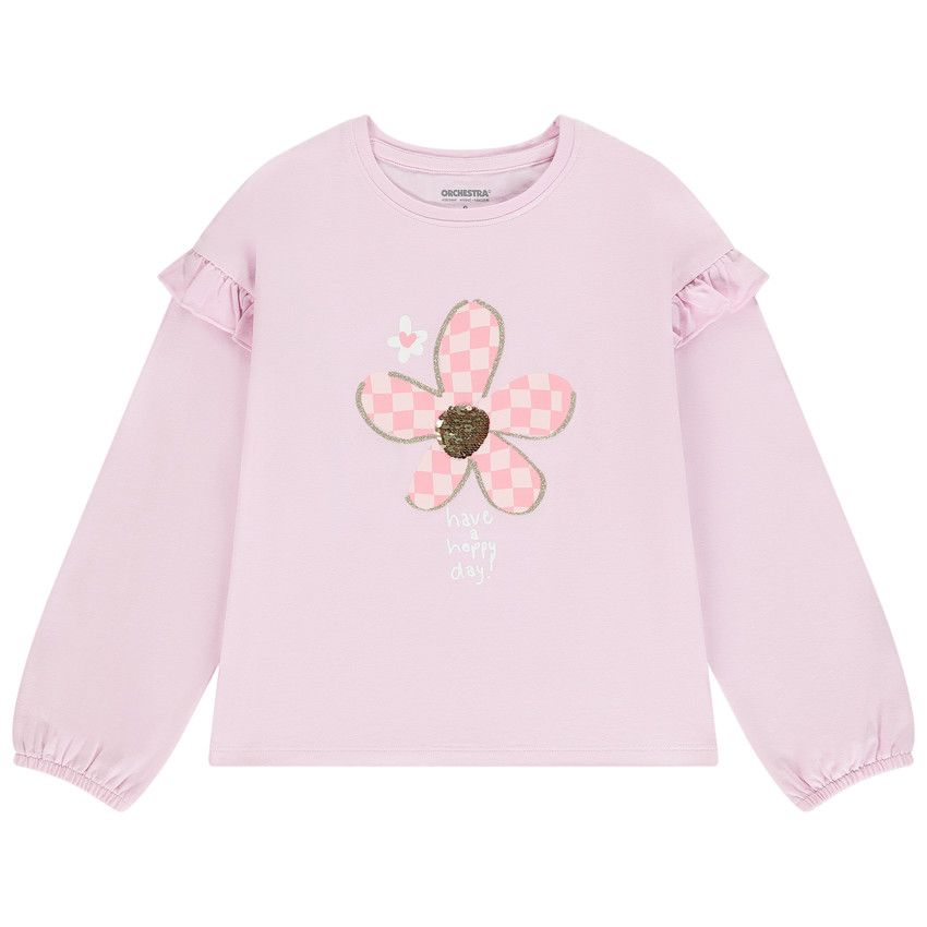 T-shirt manches longues fantaisie à sequins magiques pour fille - Lilas