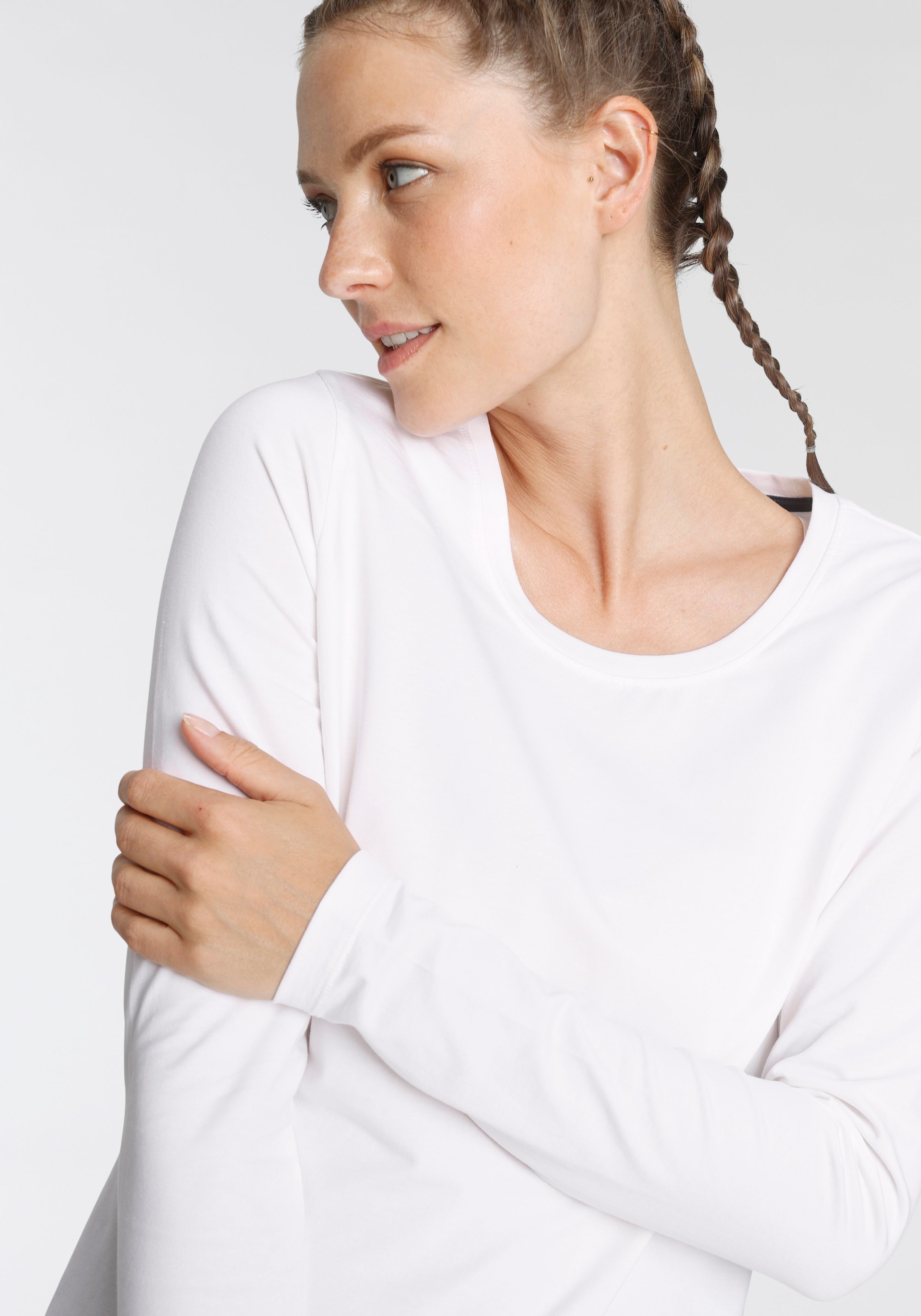 Eastwind Langarmshirt , Langarm,  im Basic-Stil,  Rundhalsausschnitt,  aus Baumwolle