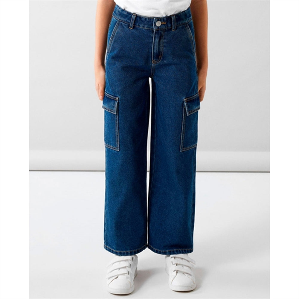 Dark Blue Denim Rose Wide Cargo Jeans Noos