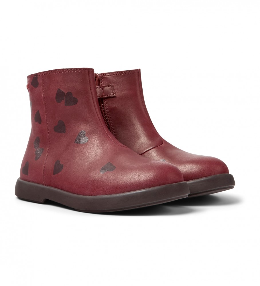 Botas de cano curto Camper Duet Twins em couro, cor bordô