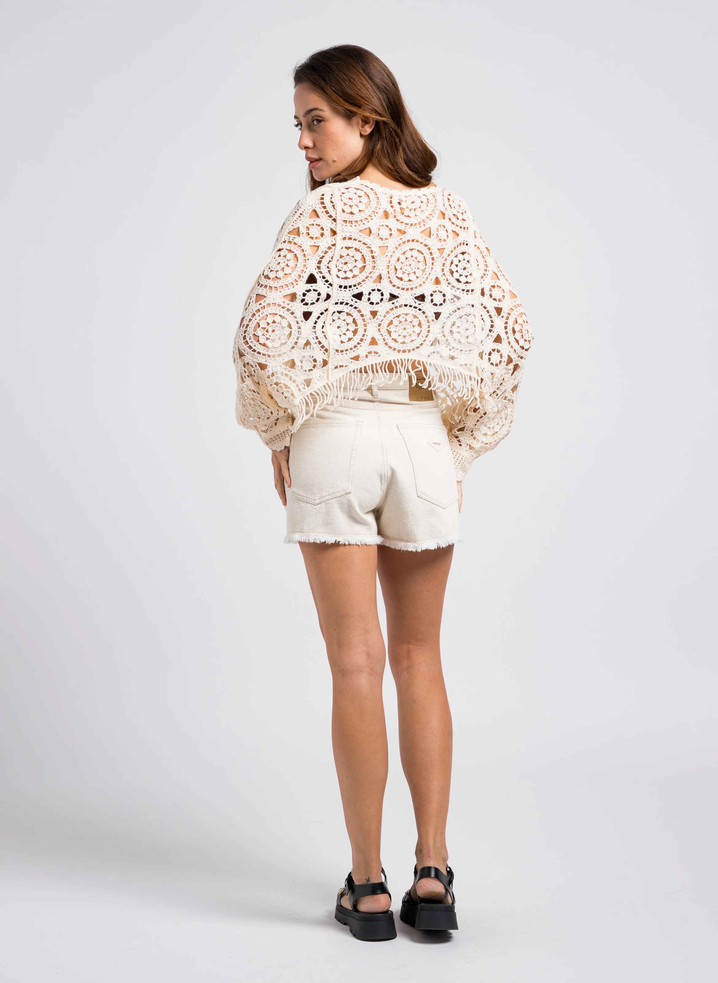 TINEBOROW - Short taille haute en coton recyclé | Beige