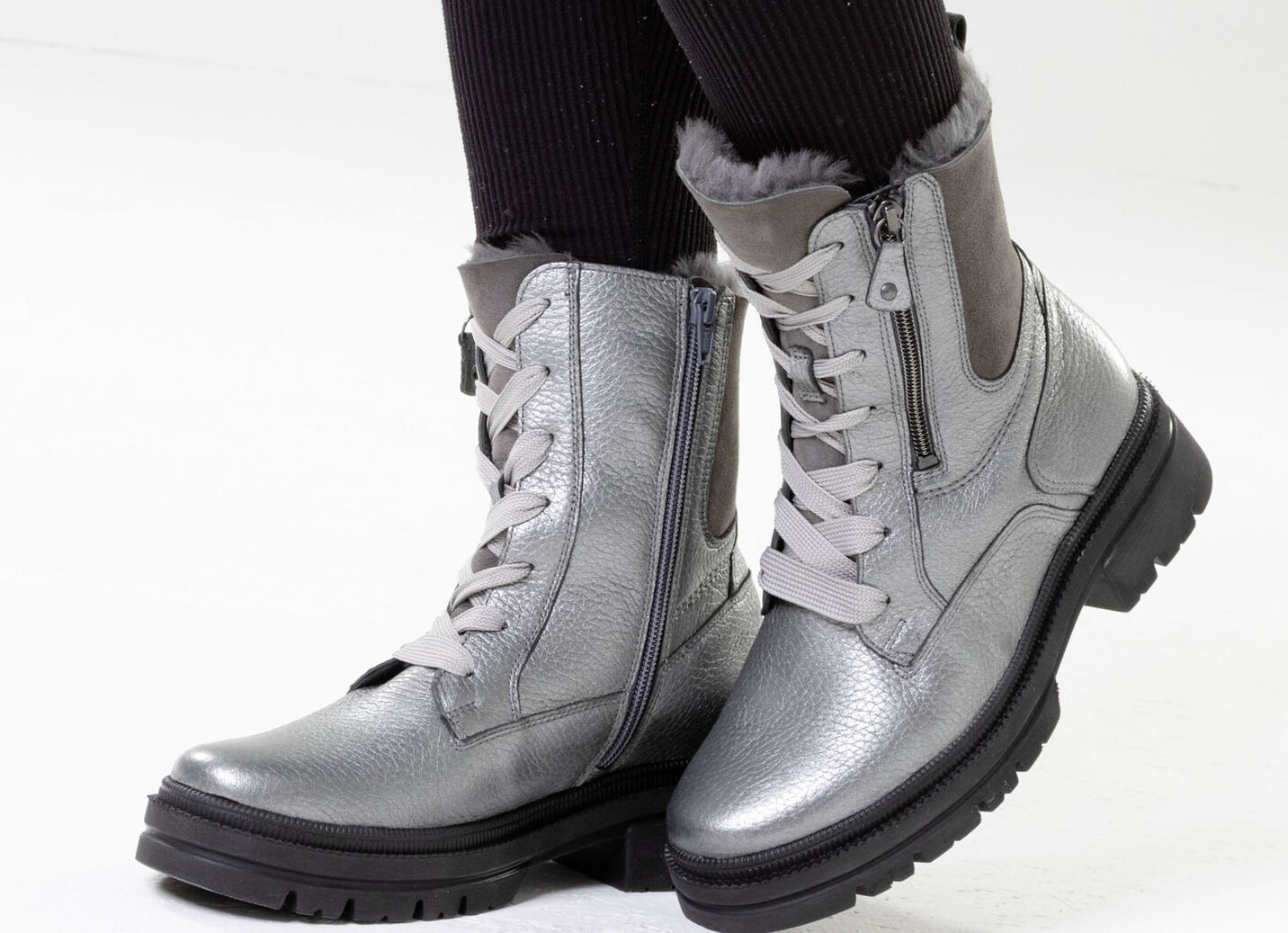 Waldläufer, gefütterte Damen-Stiefeletten, Winterschuhe, Weite H, mit Lammfell
