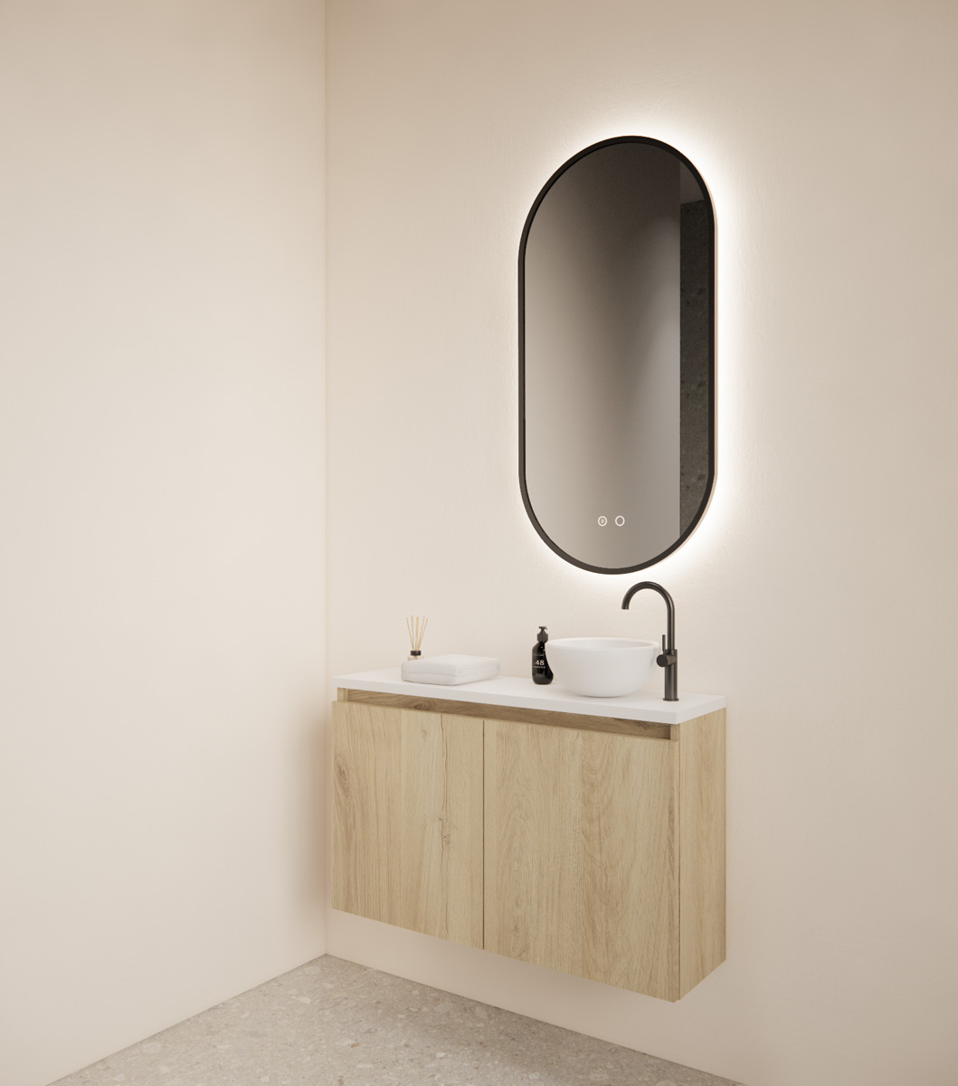 Gliss Design Echo toiletmeubel 80cm artisan eiken met toppaneel wit mat