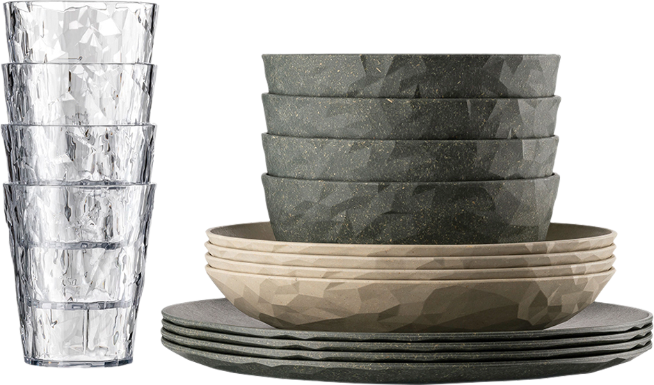 Koziol Göteborg Geschirr-Set 16-tlg. nature ash grey/dessert sand