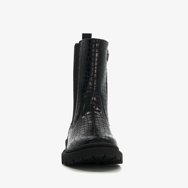 Blue Box meisjes chelsea boots zwart croco print