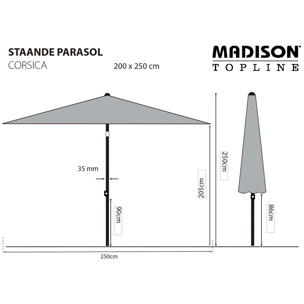 Parasol corsica 200x250 cm écru